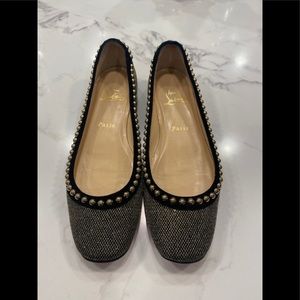 Christian Louboutin Rotapla Black and Gold Flats